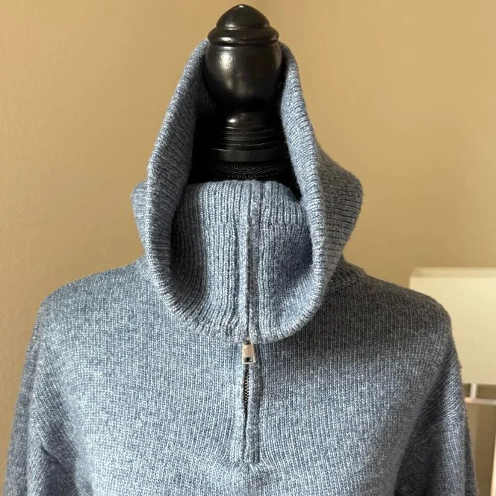 NWT All in Favor Sweater Dress gray-blue, high collar with zipper, size XS - Picture 7 of 16
